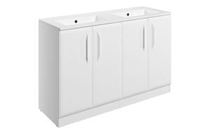 Stafford 1210mm Floor Standing 4 Door Basin Unit w/2TH Basin - Matt White